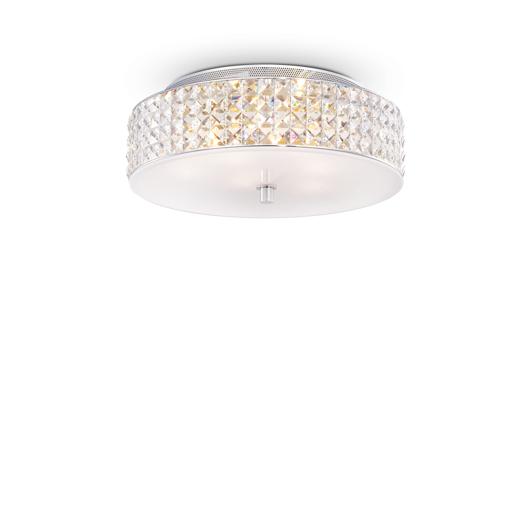 Plafoniera din cristal si sticla cu accente crom Roma D 40 cm