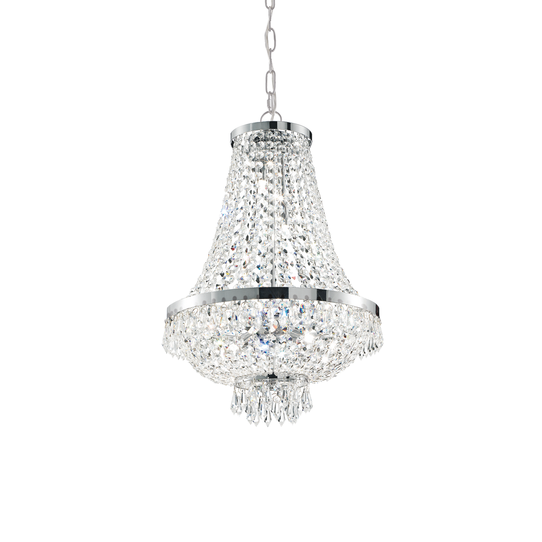 Candelabru cu margele din sticla si cristal si accente crom Caesar
