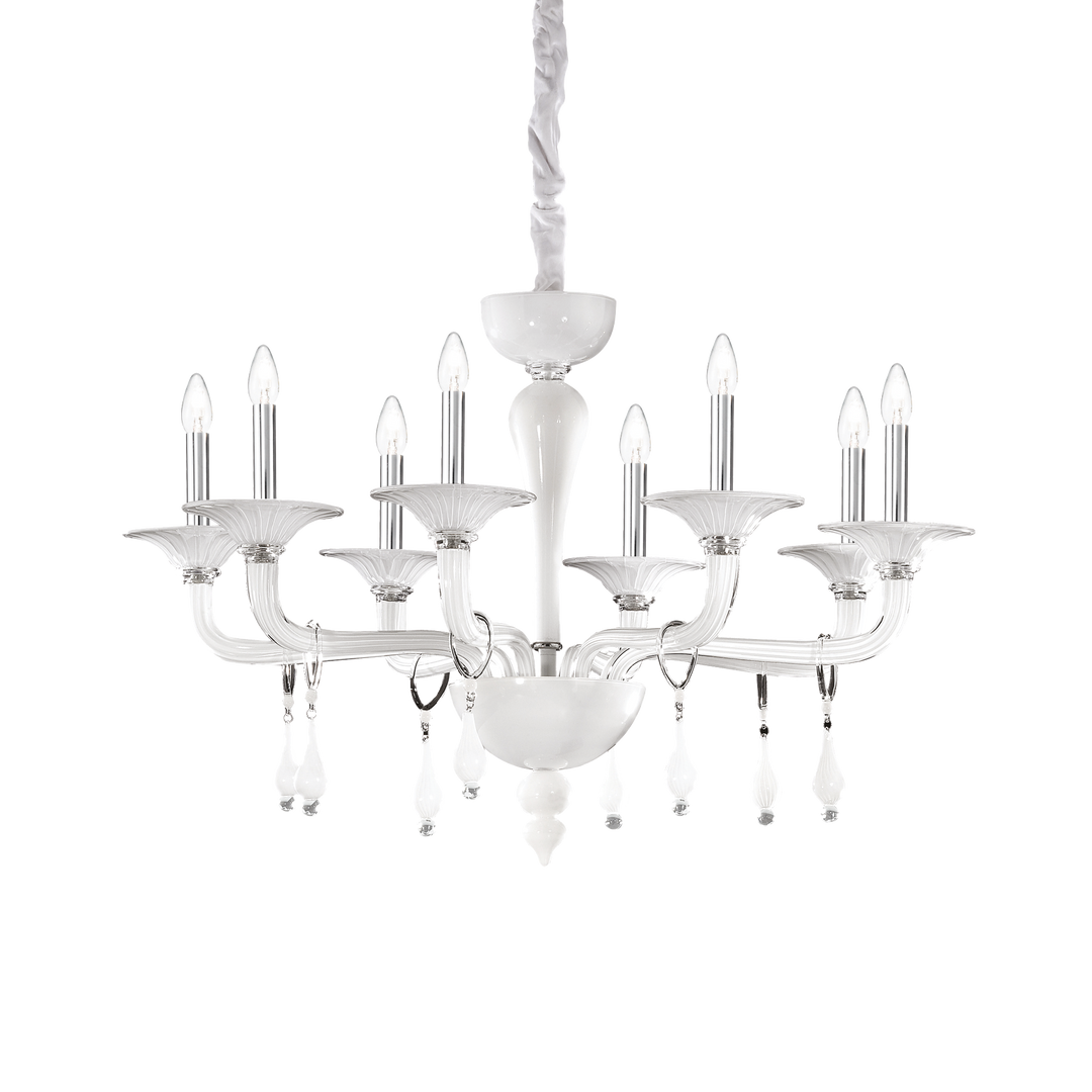 Candelabru clasic alb din sticla Miramare