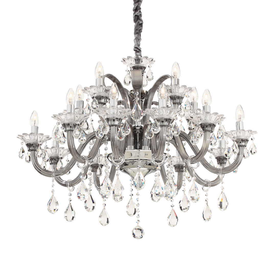 Candelabru gri design clasic sticla si cristal Colossal