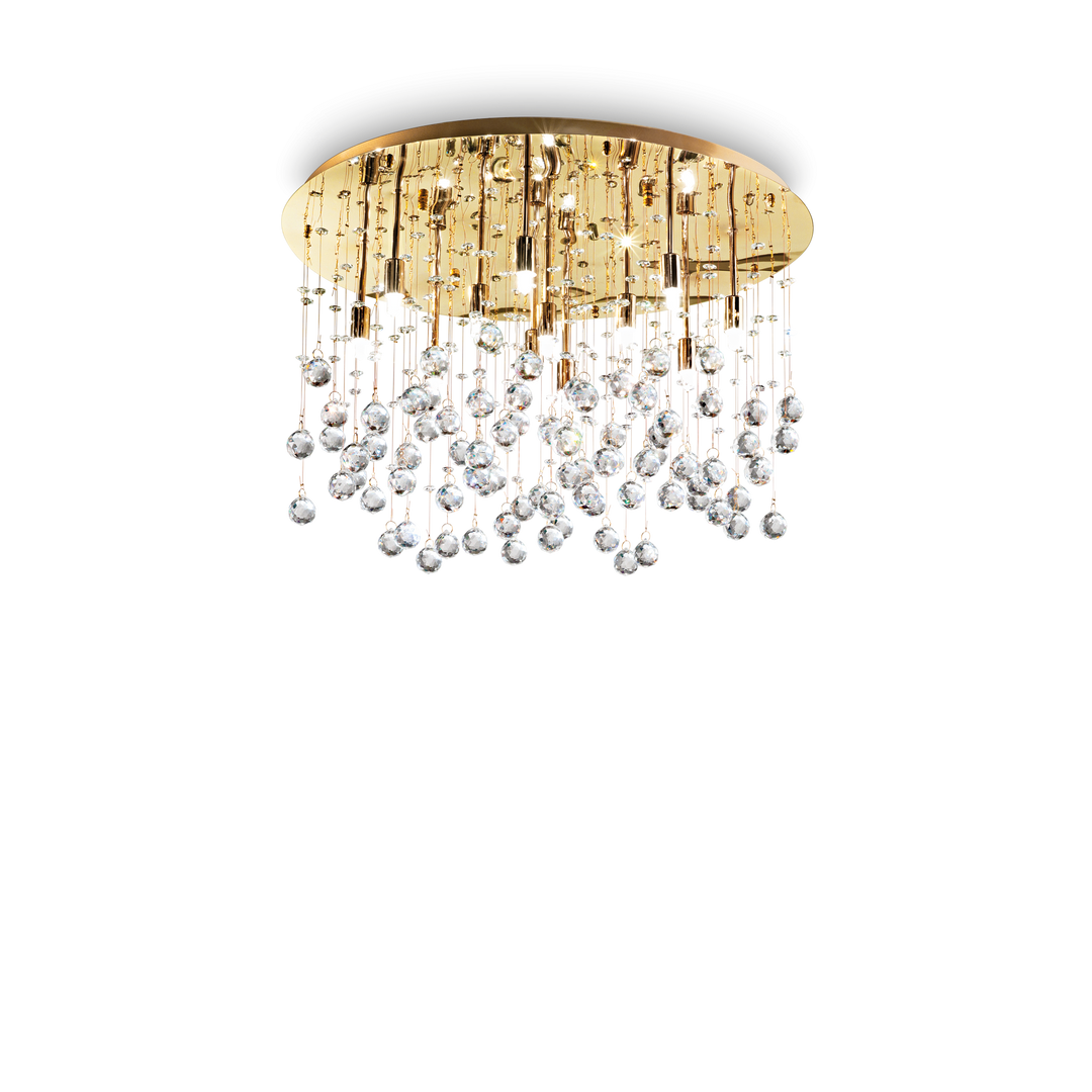 Plafoniera aurie cu margele din sticla si cristal Moonlight