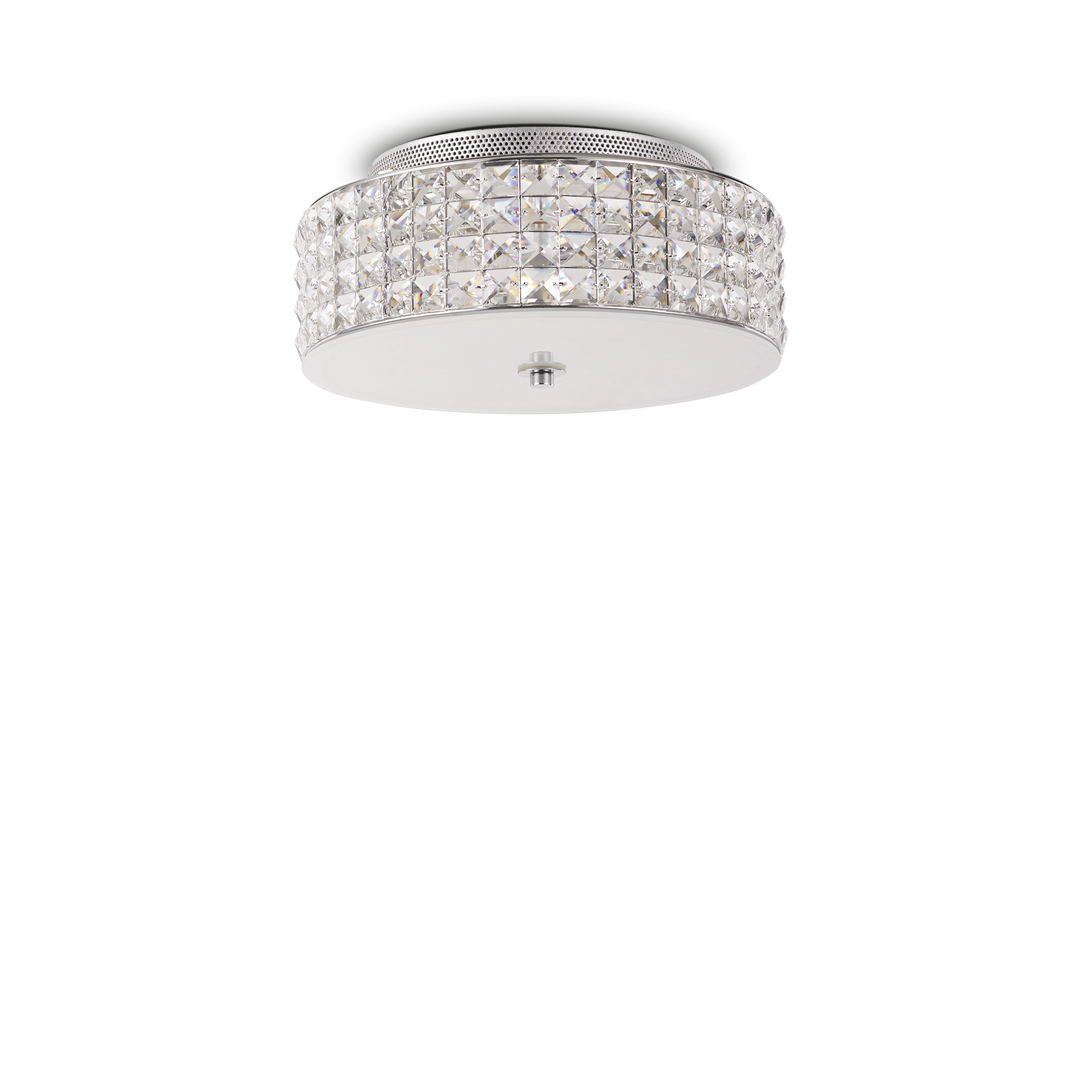 Plafoniera din cristal si sticla cu accente crom Roma D 30 cm