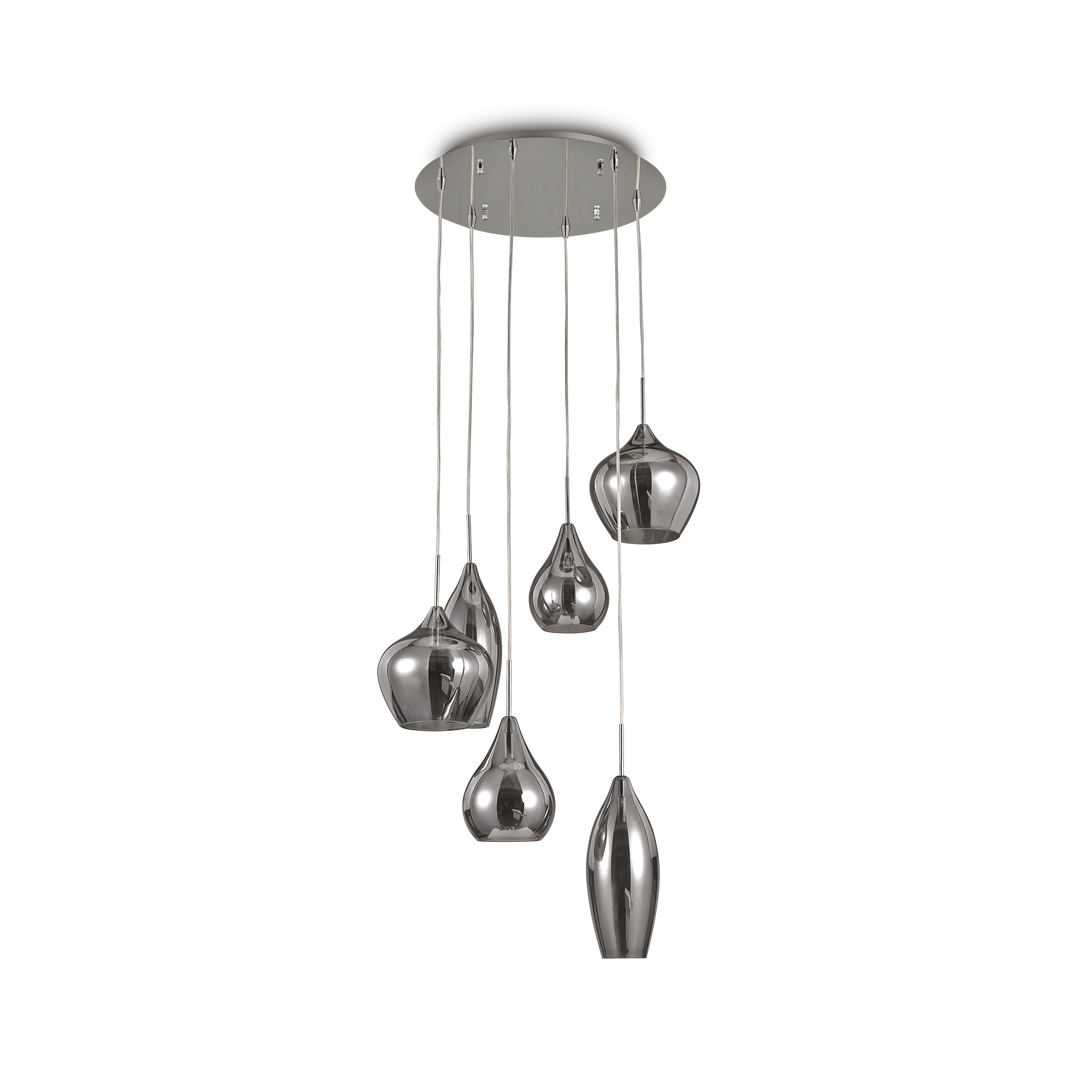 Lustra suspendata cromata cu 6 pendule Soft