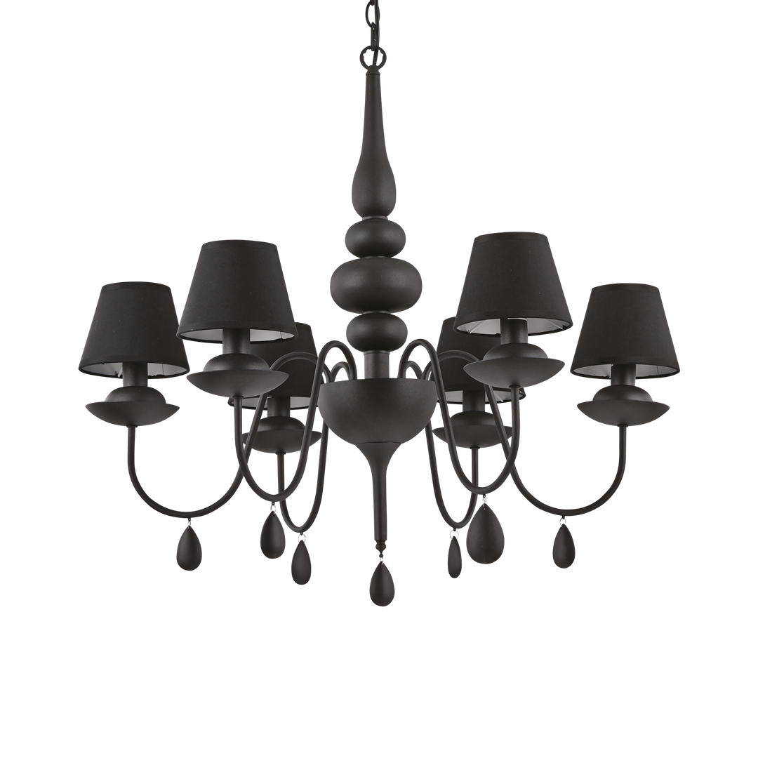 Lustra clasica cu 6 abajururi negre Blanche