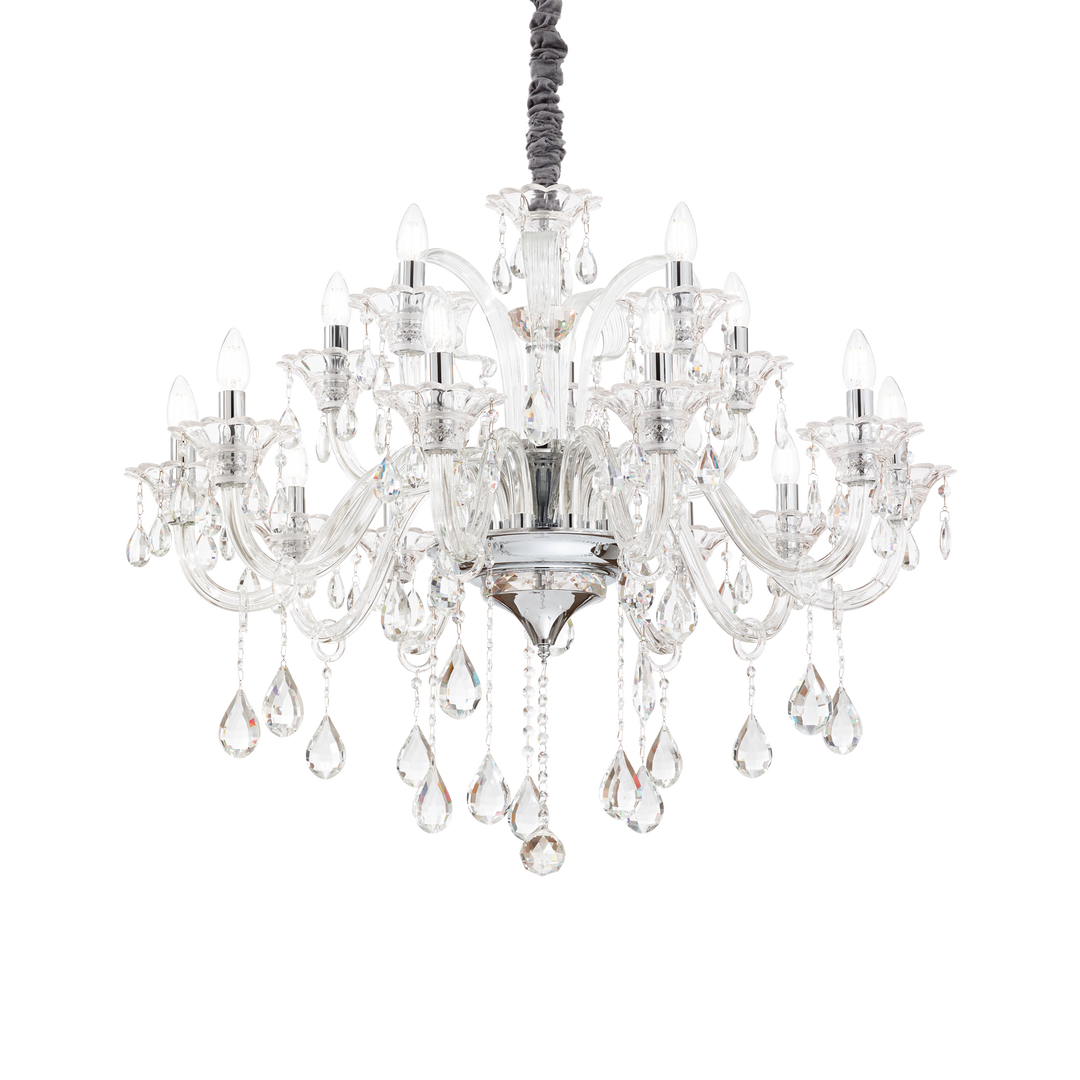 Candelabru crom design clasic sticla si cristal Colossal