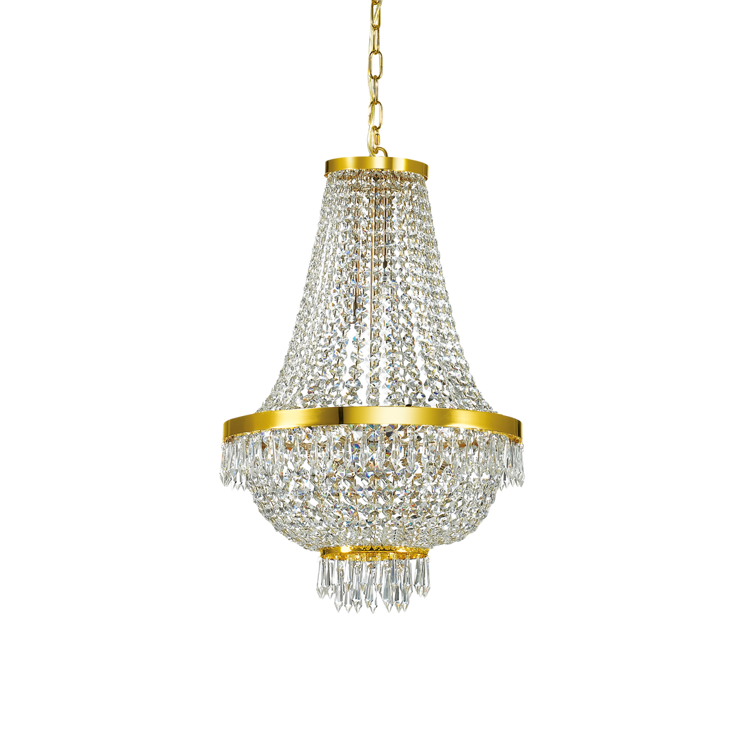 Candelabru cu margele din sticla si cristal si accente aurii Caesar