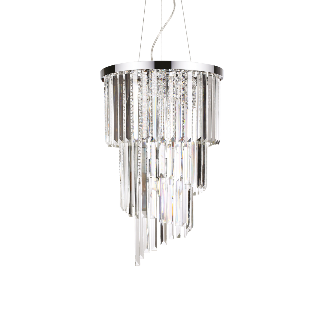 Lustra suspendata crom sticla si cristal Carlton