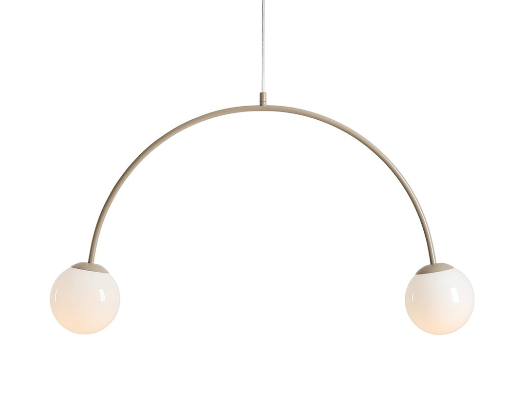 Lustra suspendata cu doua abajururi UNA 2 BEIGE