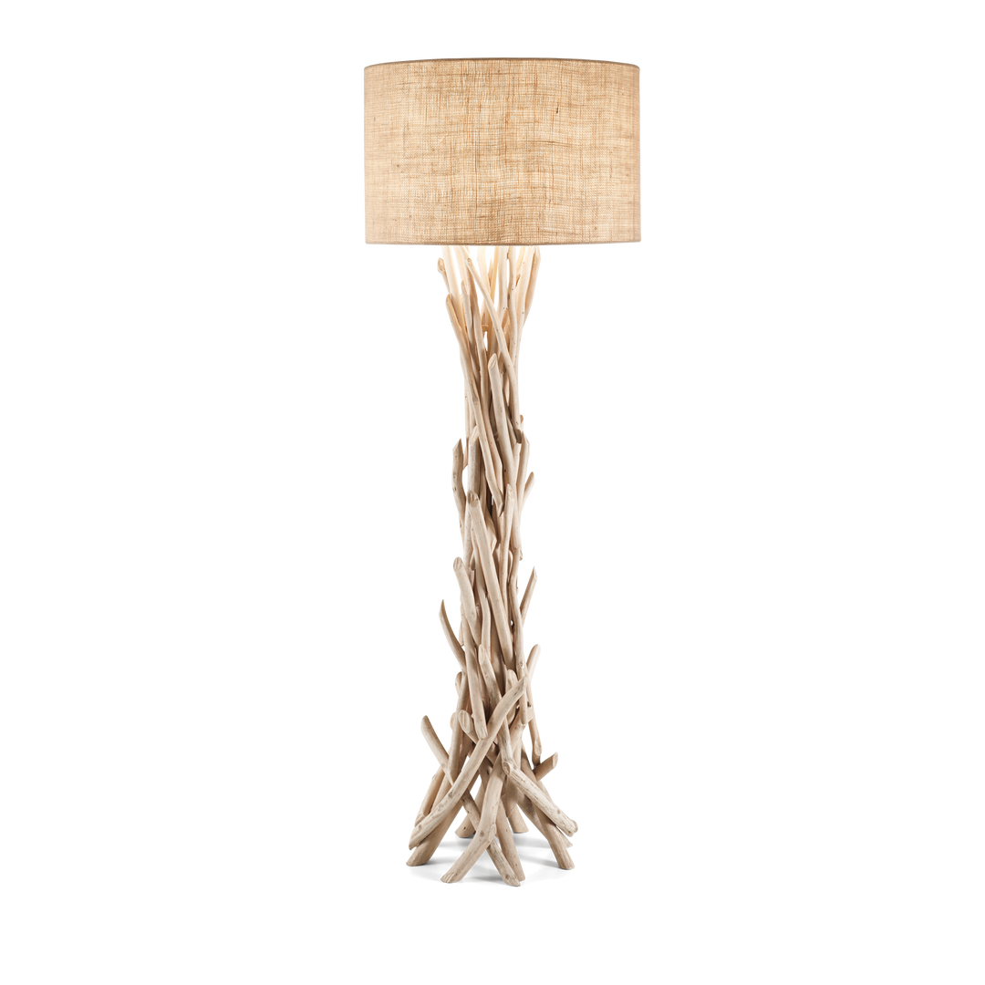 Lampadar din lemn cu abajur textil Driftwood