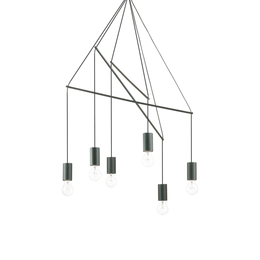 Lustra suspendata neagra cu 8 becuri