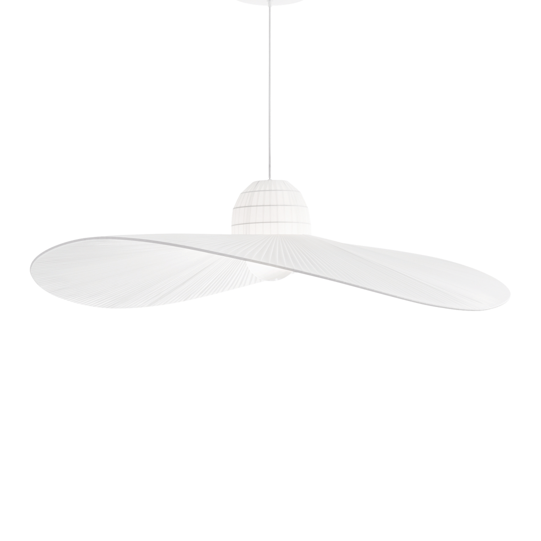 Pendul cu abajur alb in forma de palarie Madame