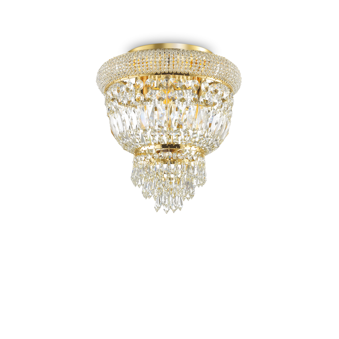 Plafoniera aurie cu design clasic si cristale Dubai