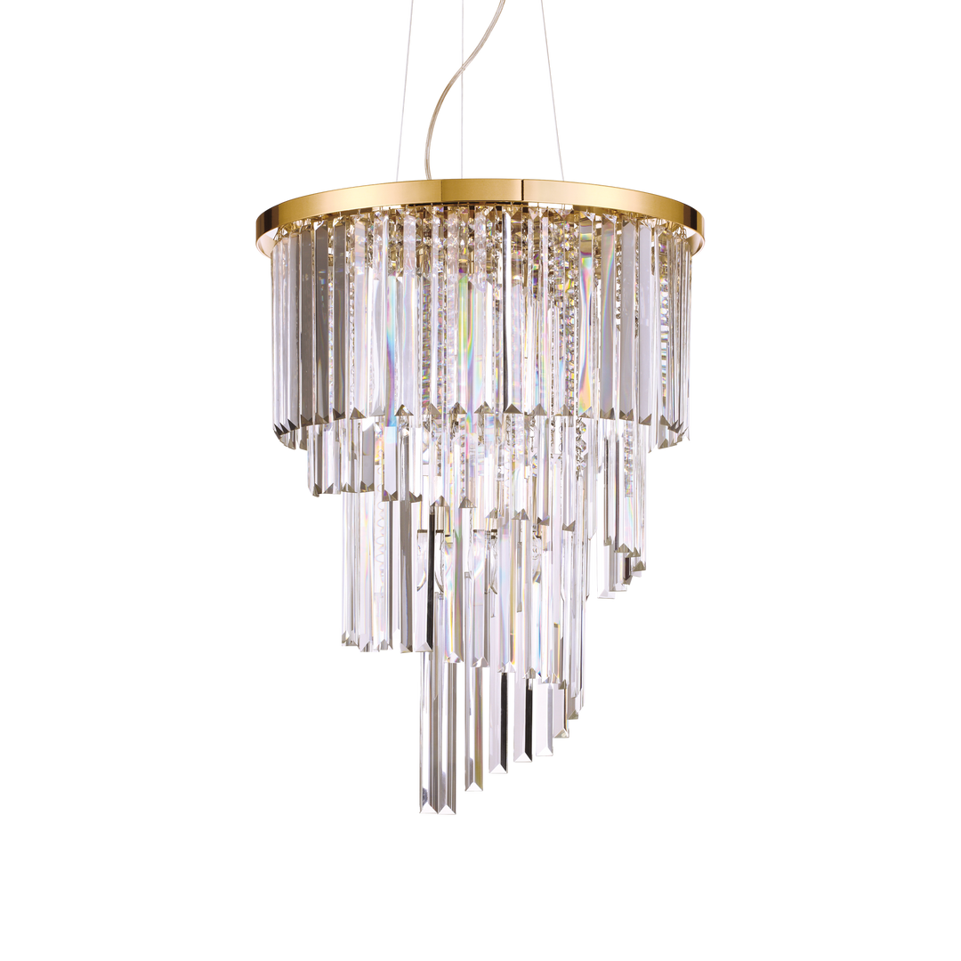 Lustra suspendata aurie sticla si cristal Carlton
