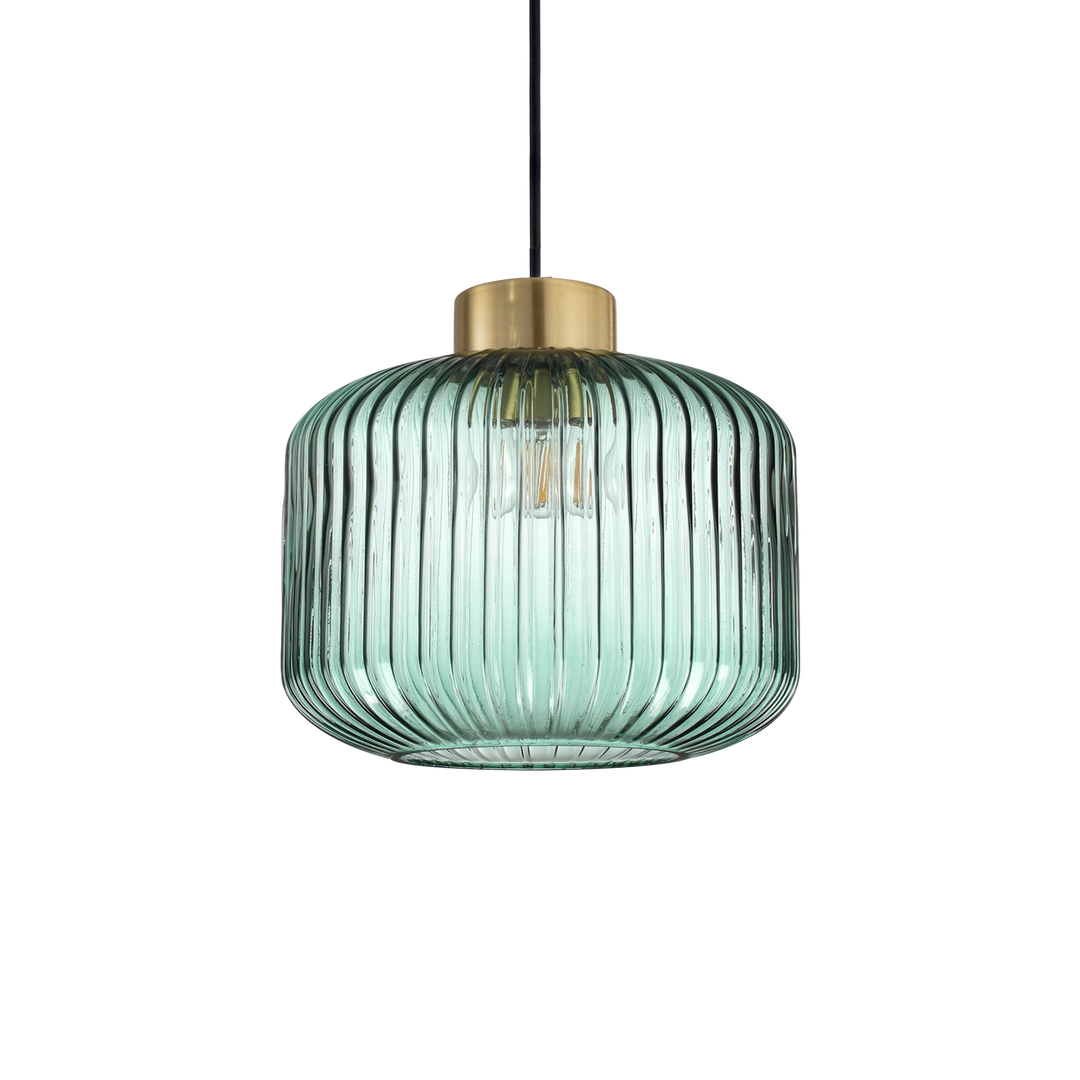 Pendul cu abajur din sticla texturata verde Mint 2