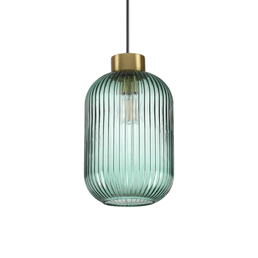 Pendul cu abajur din sticla texturata verde Mint 3