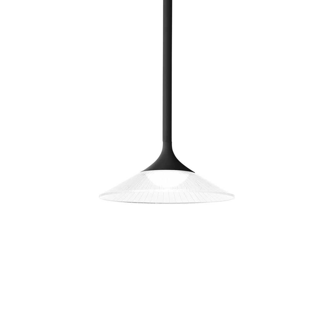 Pendul negru cu abajur din sticla tip palnie Tristan
