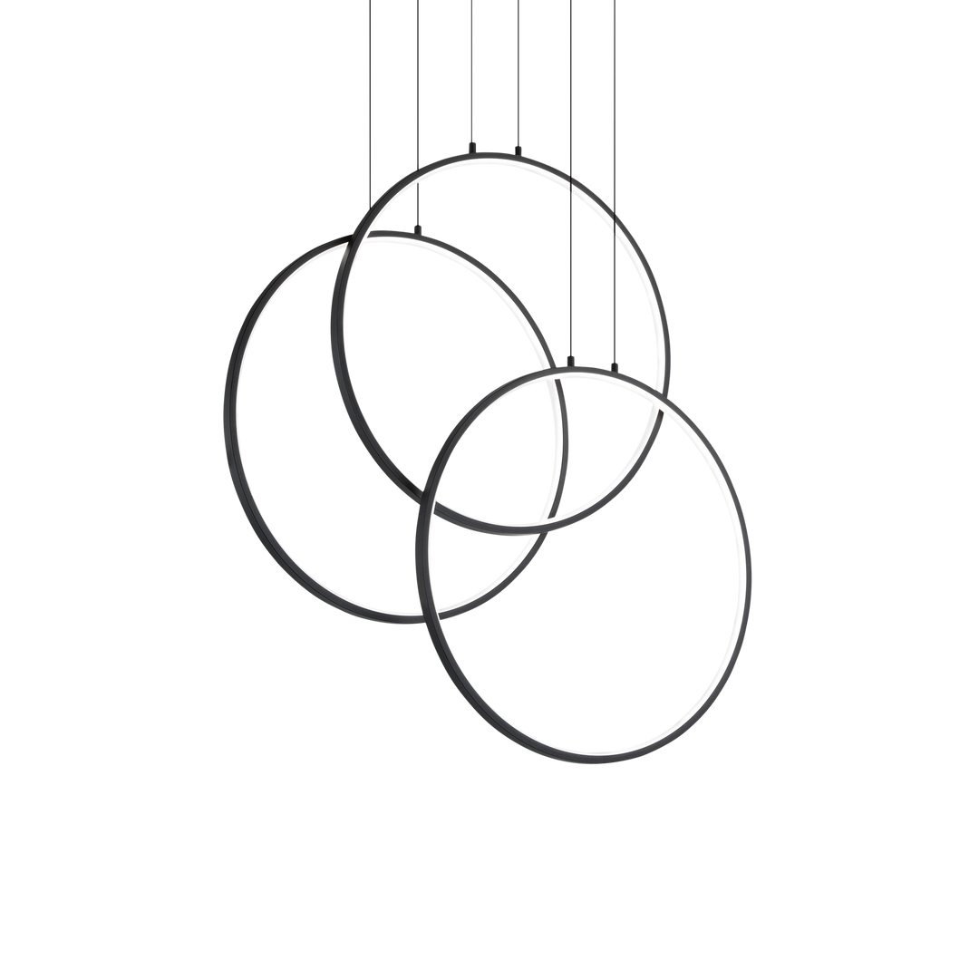 Lustra suspendata din trei cercuri led negre Frame