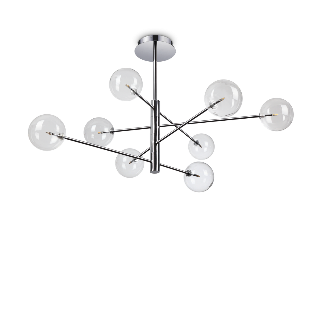 Lustra crom 8 globuri transparente Equinoxe