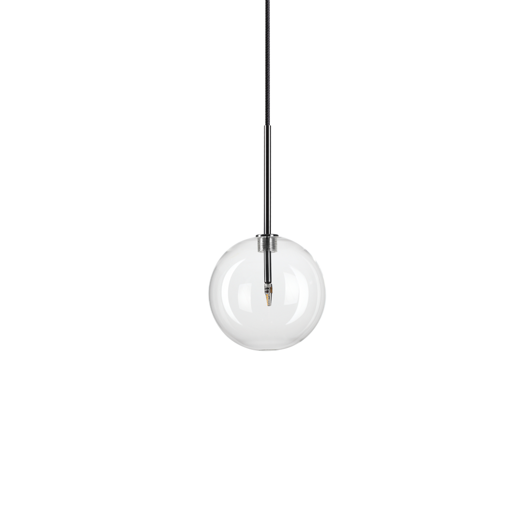 Pendul modern cu glob de sticla transparent si finisaj cromat Equinoxe