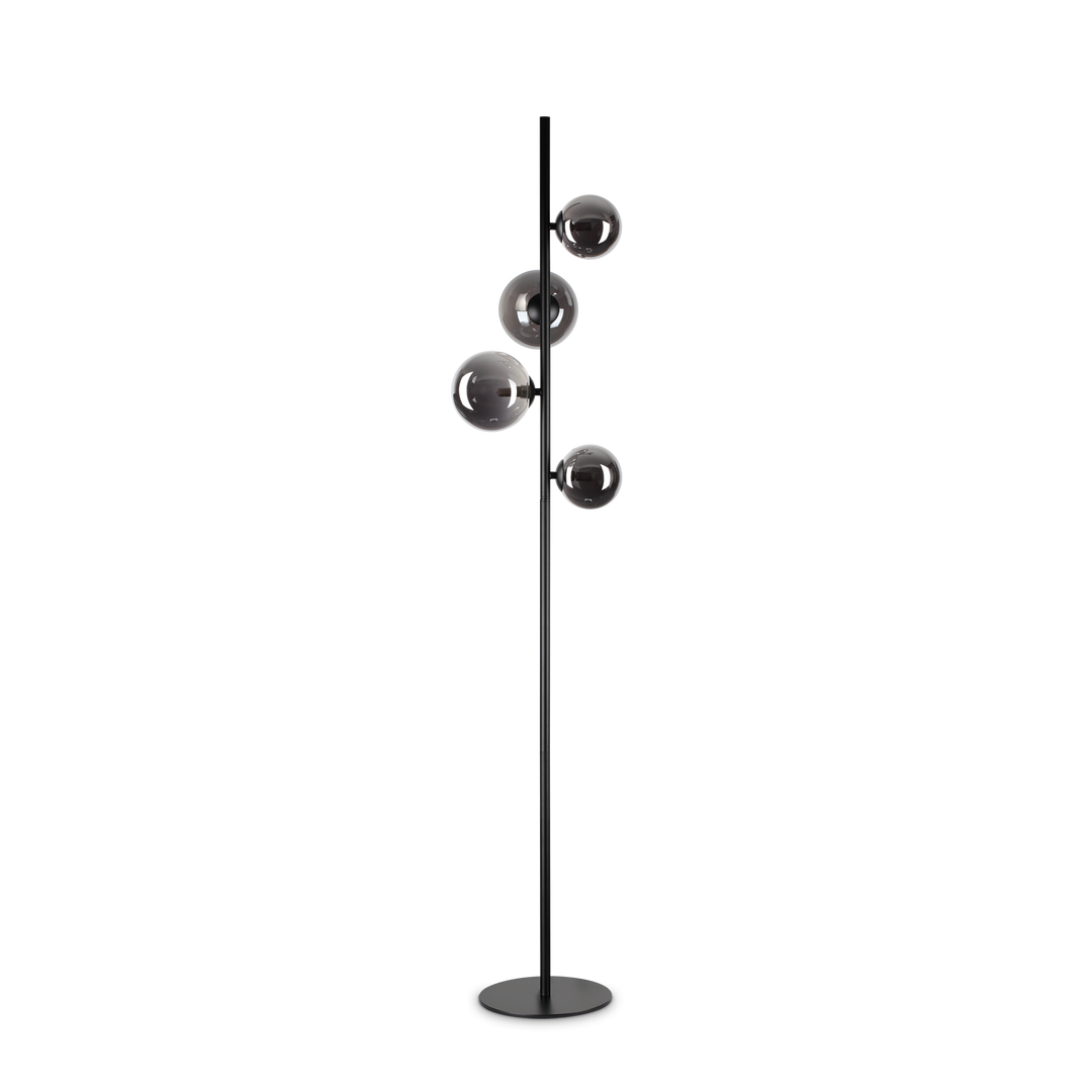 Lampadar negru cu abajur din sticla fumurie Perlage