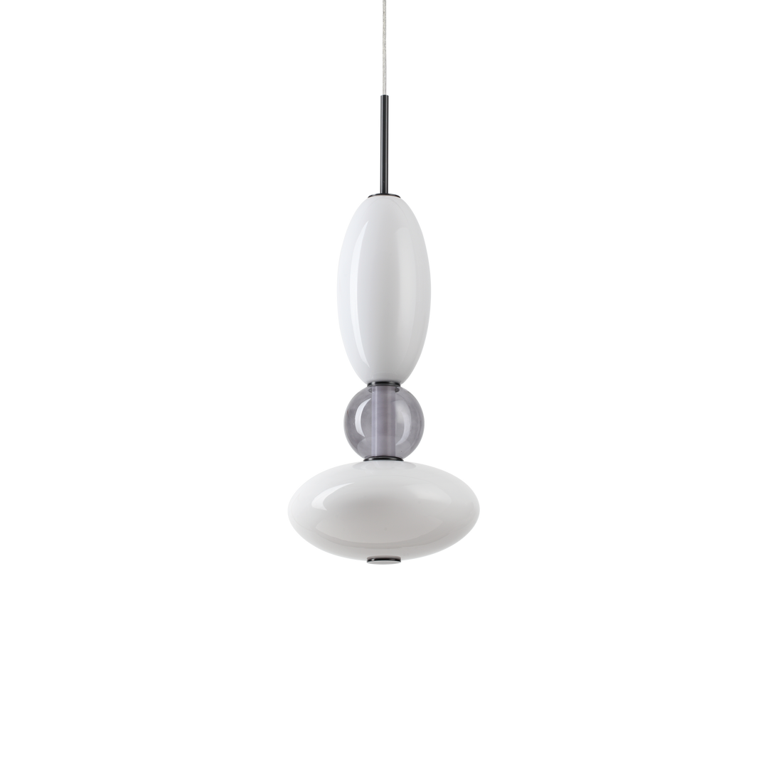 Pendul alb cu elemente decorative din sticla Lumiere