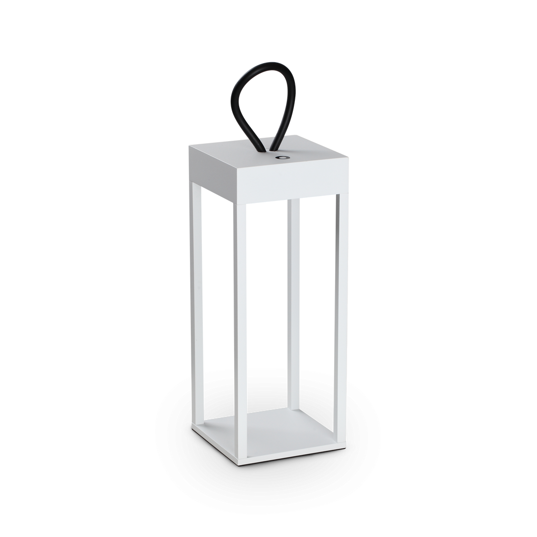 Lampa de masa alba in forma de felinar Enya IP54