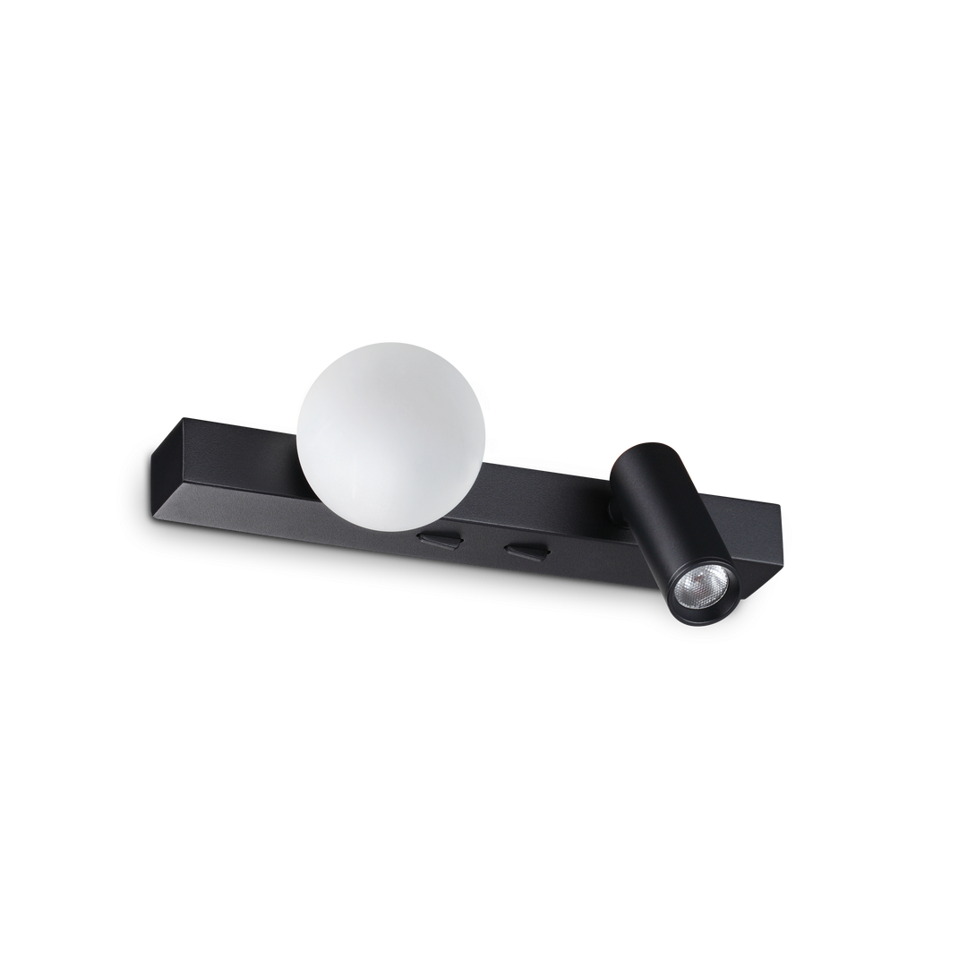 Aplica de perete neagra cu spot reglabil Ping Pong