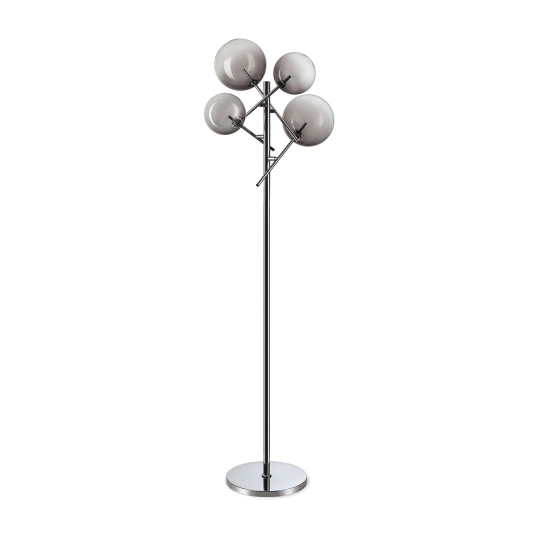 Lampadar finisaj crom cu 4 abajururi fumurii Equinoxe