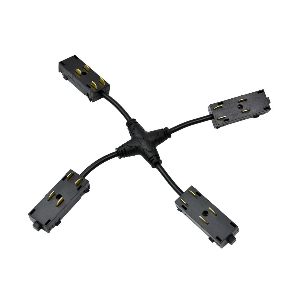 Conector electric flexibil în formă de X pentru șină SMART, negru – Denkirs