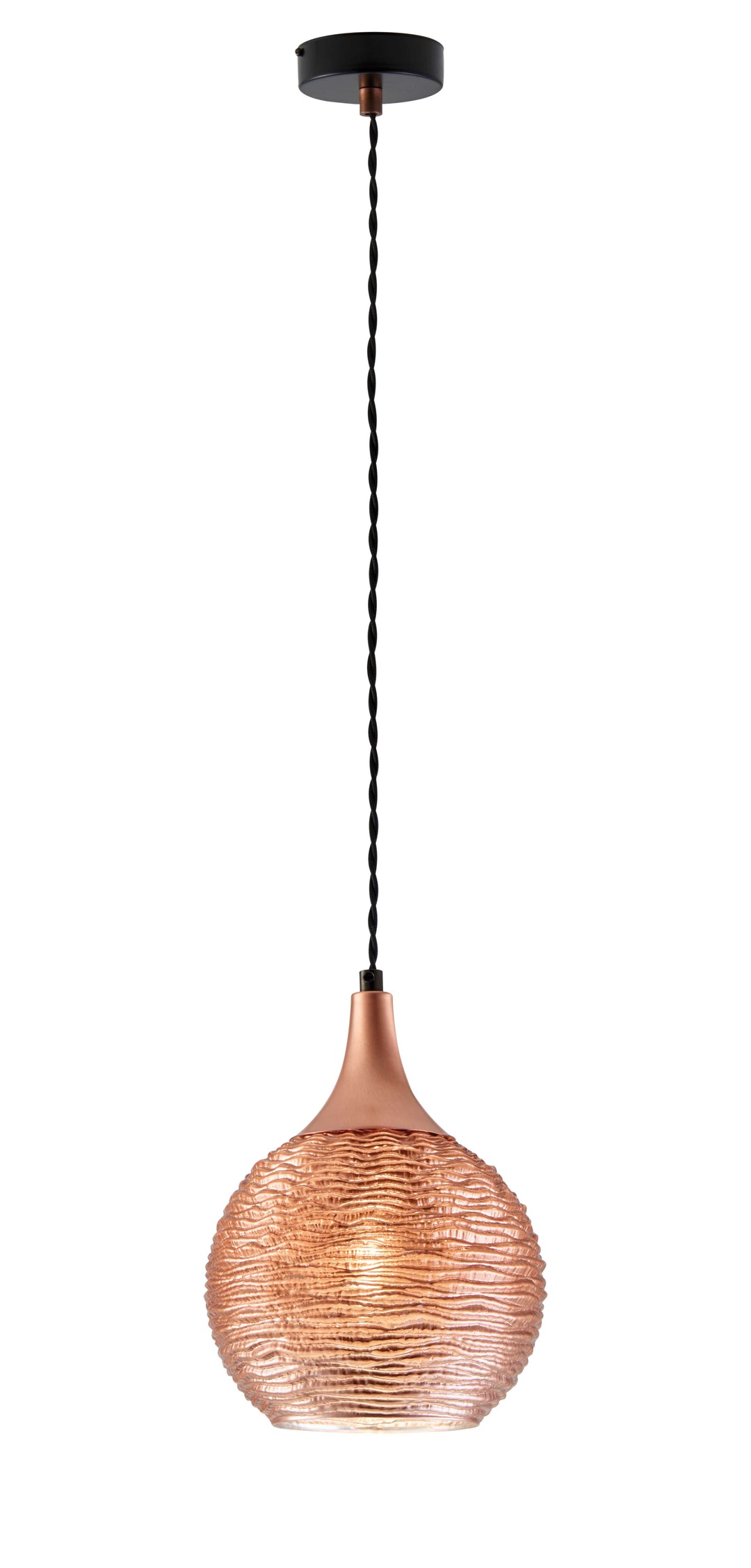 Pendul cu abajur in culoarea cuprului Fiona by Viokef