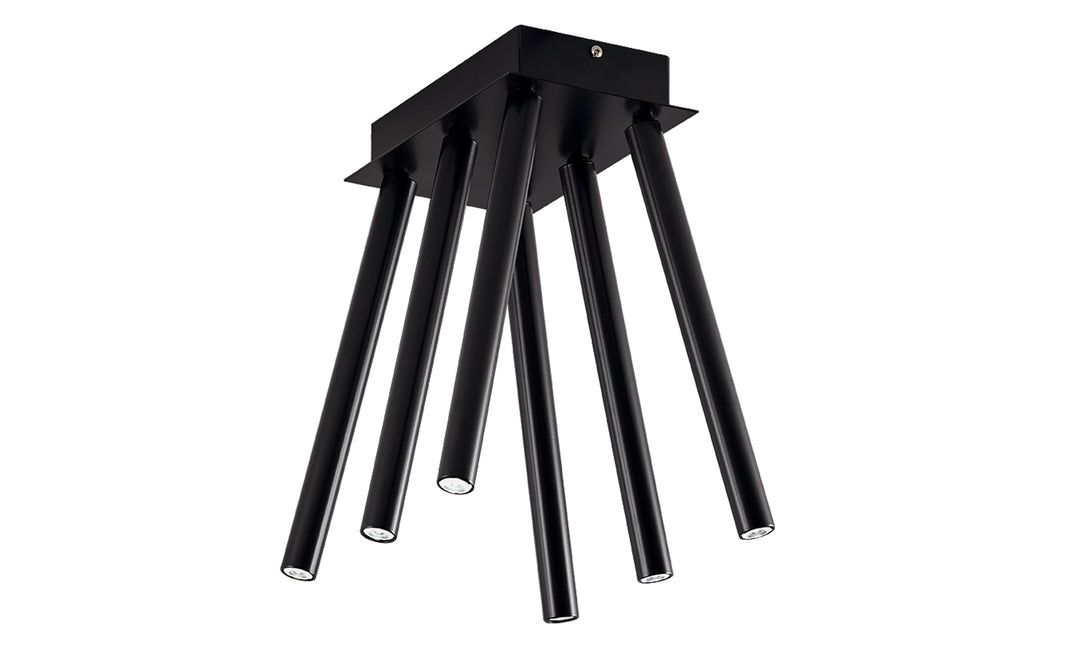 Plafoniera cu 6 lumini neagra Duct by Viokef