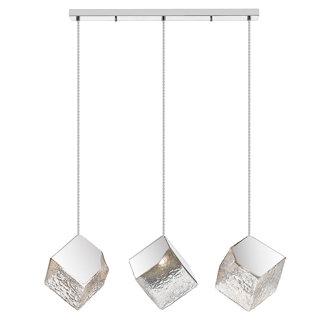 Lustra liniara cu abajur cubic din sticla texturata Dream by Viokef