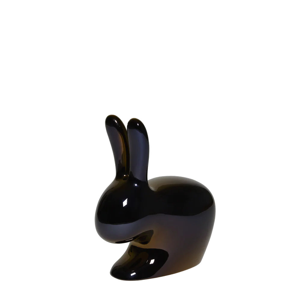 Scaun pentru copii in forma de iepure cu finisaj metalic Rabbit by Qeeboo