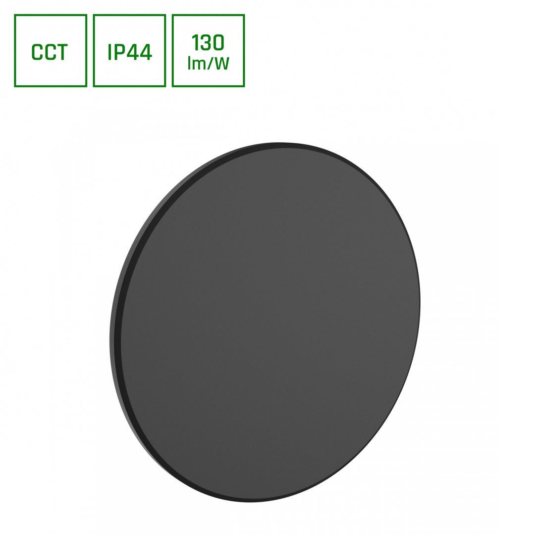 Aplica de perete pentru exterior PIATTA 18W CCT 230V IP44 250x47MM BLACK ROUND FACADE LAMP