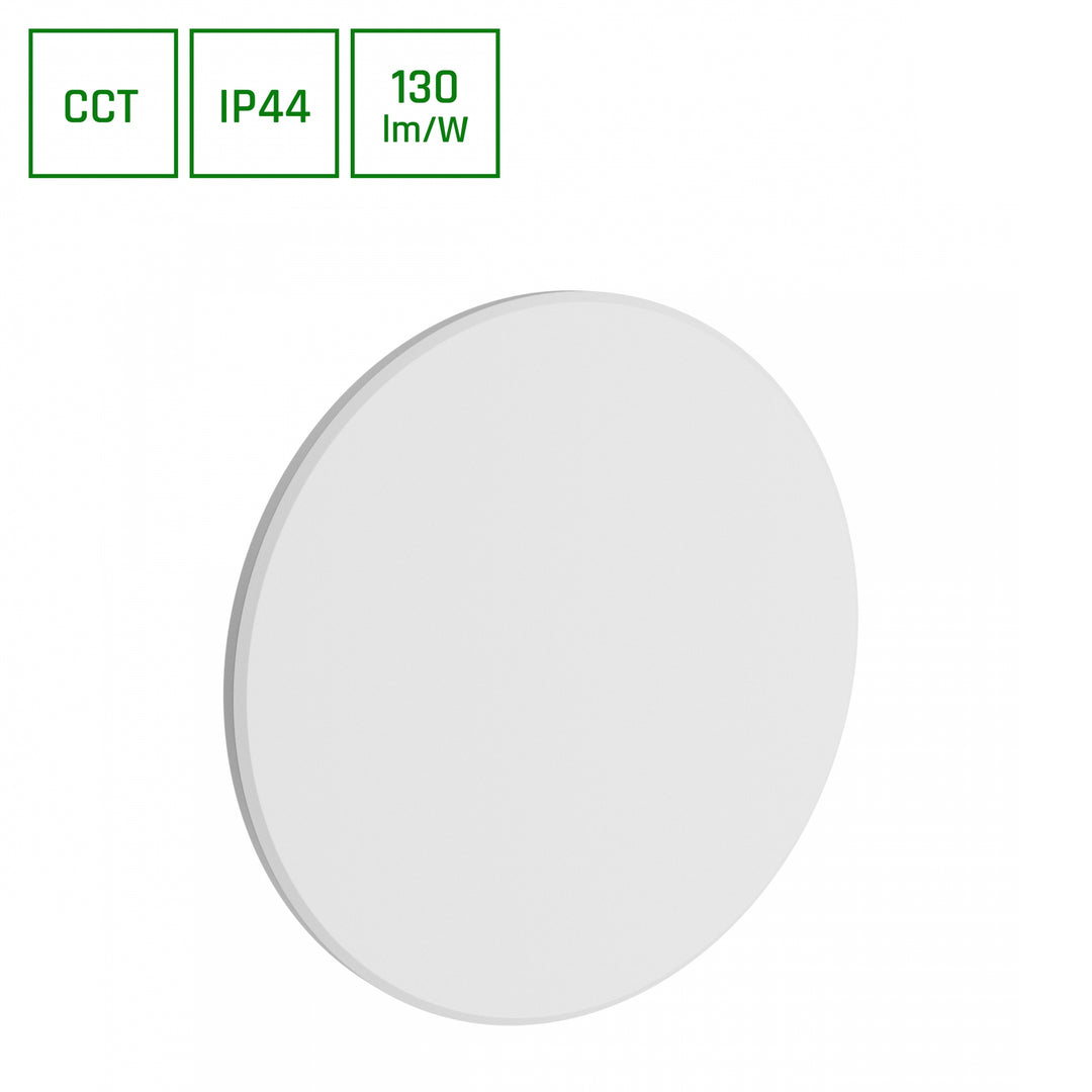 Aplica de perete pentru exterior PIATTA 18W CCT 230V IP44 250x47MM WHITE ROUND FACADE LAMP