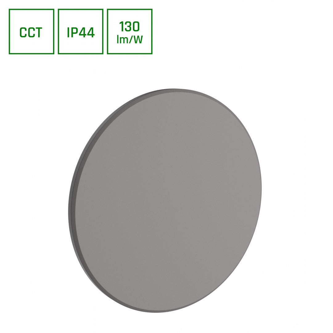 Aplica de perete pentru exterior PIATTA 18W CCT 230V IP44 250x47MM GRAY ROUND FACADE LAMP