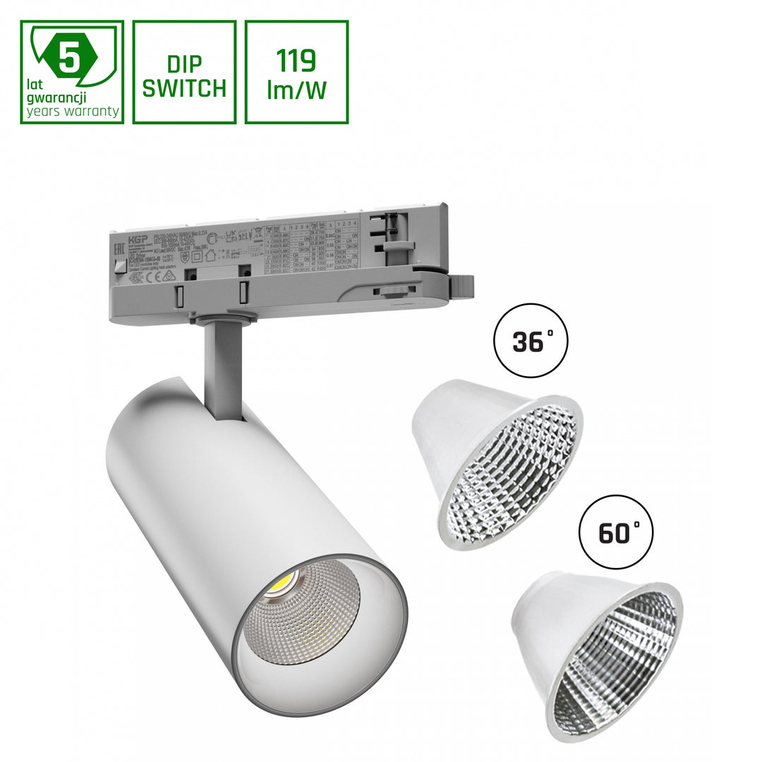Spot pentru sina ANDROMEDA 15-27W 230V 36, 60DEG