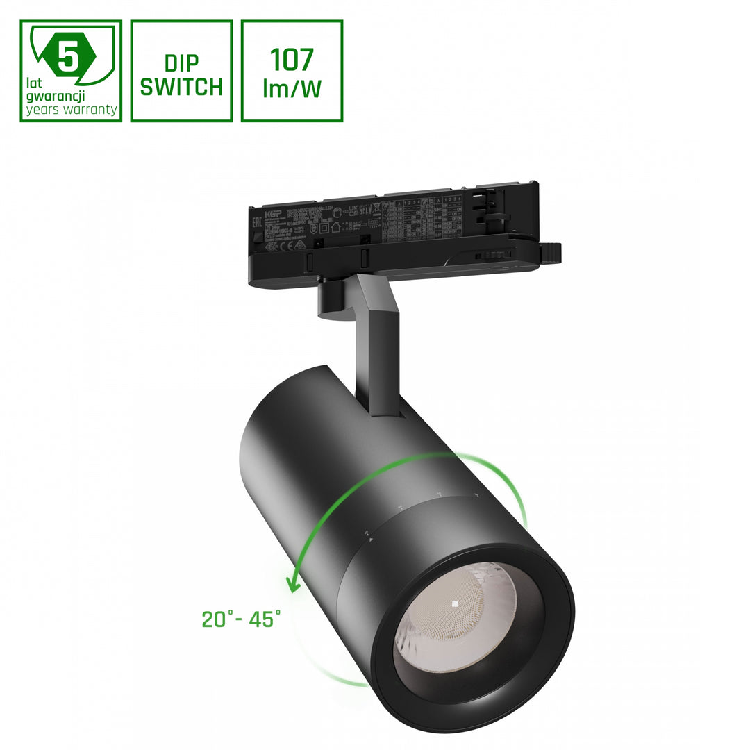 Spot negru PAVA 2 19-42W NW 230V 20-45DEG