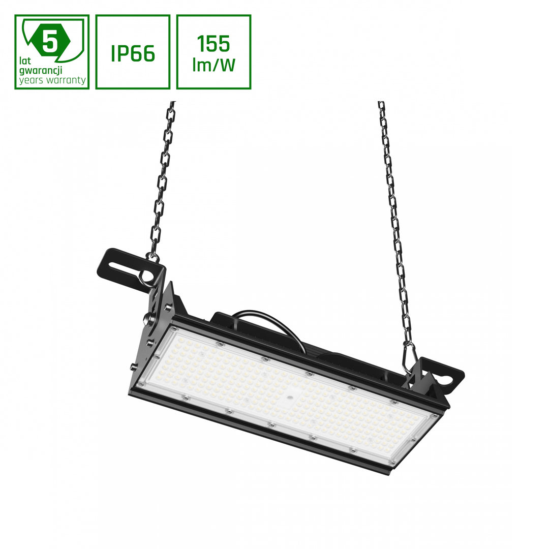 Suspensie led HALLS LINE 2 HIGH BAY 75W NW 230V 60X90DEG IP66 IK10 547X150X130MM BLACK 5Y WARRANTY 0-10V