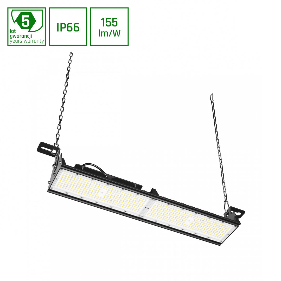 Suspensie led HALLS LINE 2 HIGH BAY 150W NW 230V 60X90DEG IP66 IK10 900X150X130MM BLACK 5Y WARRANTY 0-10V