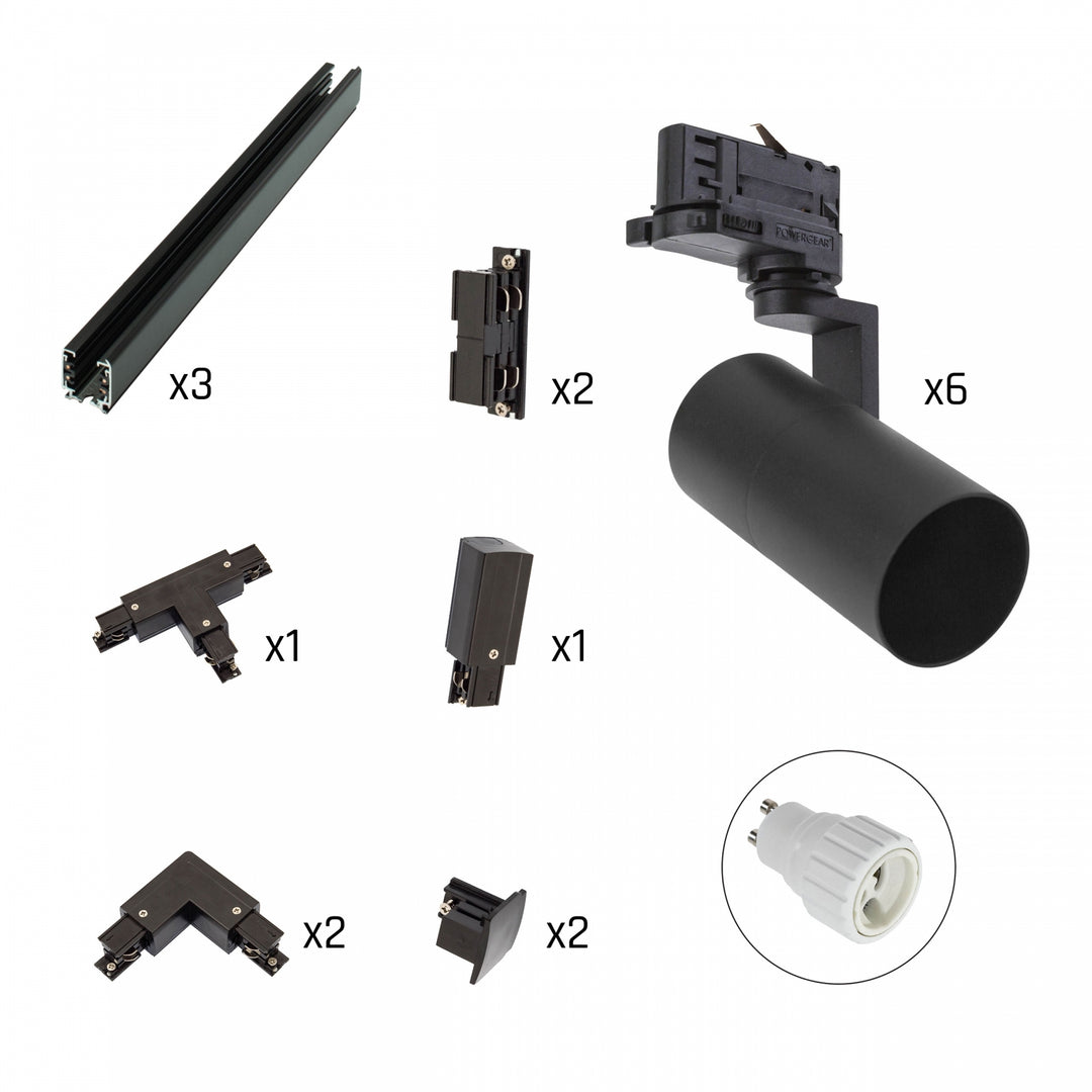 SET SISTEM NEGRU SINA : MADARA MINI 6X SPOTURI + 3-PHASE TRACKS
