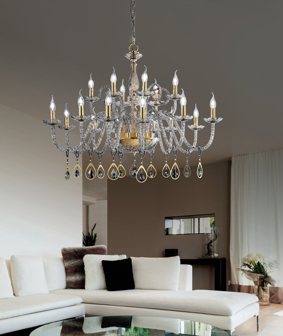 Candelabru Toochic L12+6 Oro Fumè by Euroluce