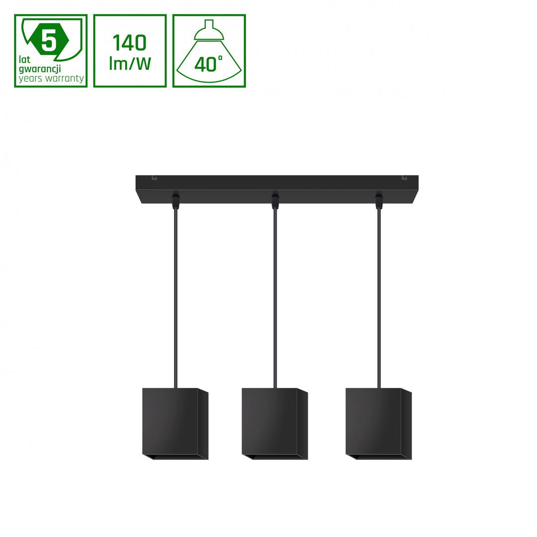 Lustra neagra cu 3 pendule