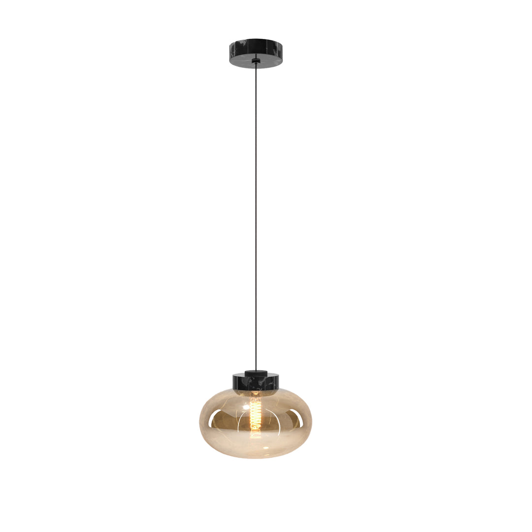 Pendul MOONSTONE sticla amber si marmura alba Maxlight P0518