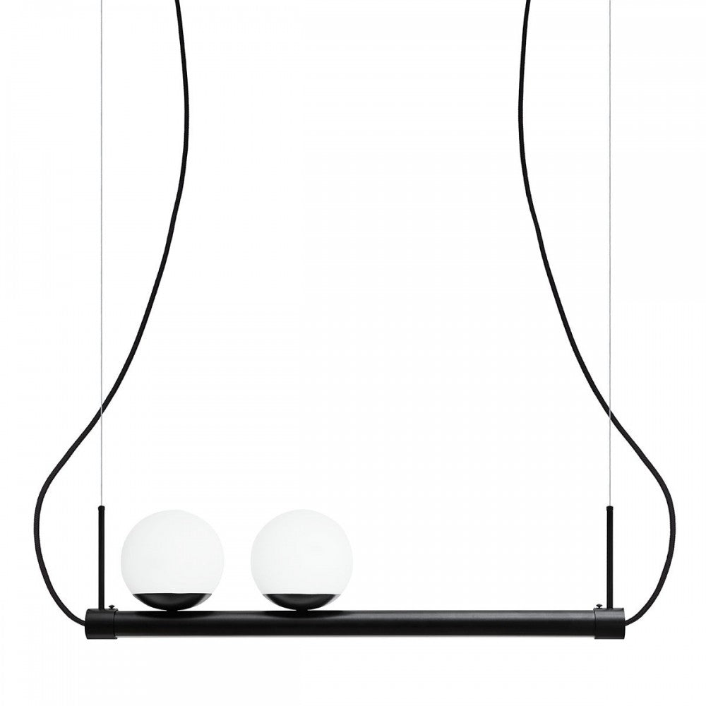 Lustra suspendata Ligne neagra cu banda LED