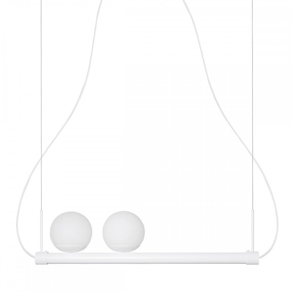 Lustra suspendata Ligne alba cu banda LED