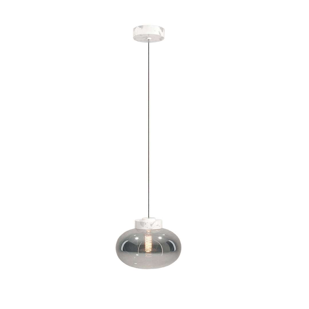 Pendul MOONSTONE sticla fumurie si marmura alba Maxlight P0517