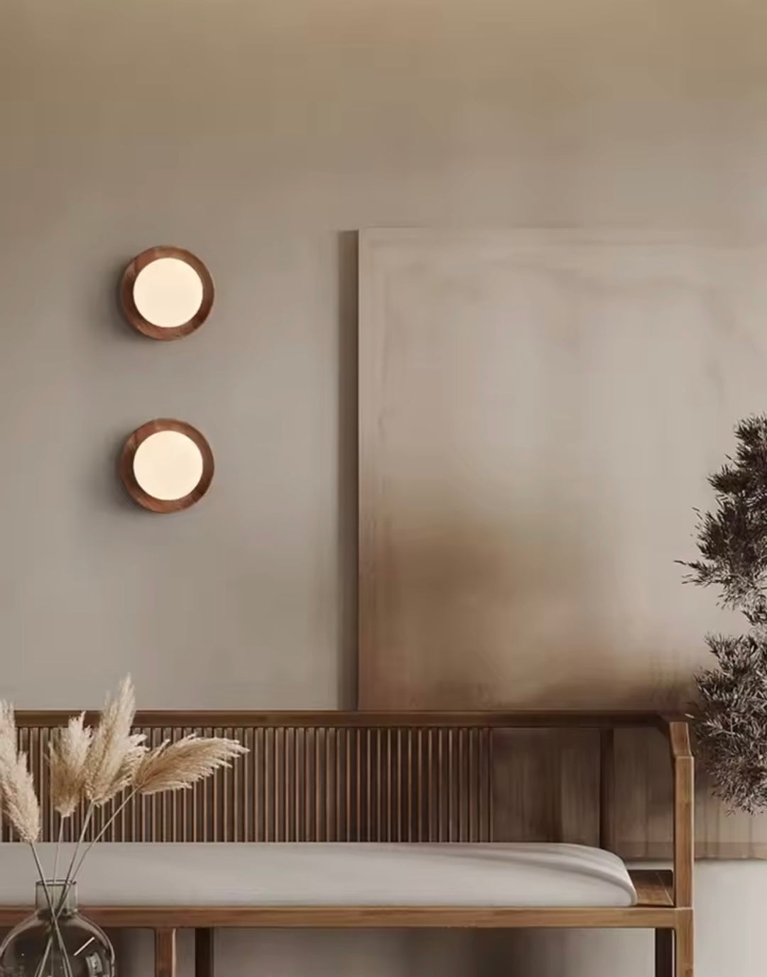 Aplica rotunda lemn Japandi Walnut
