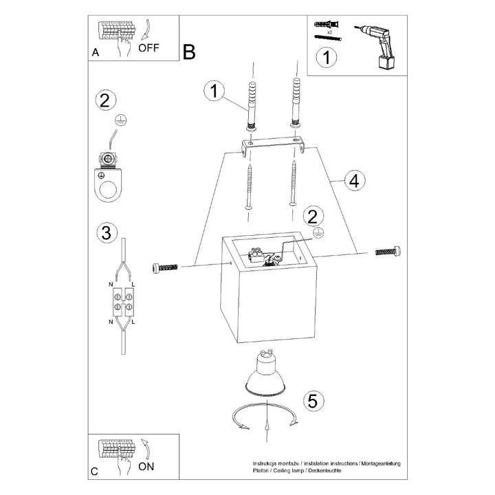 Plafoniera QUAD beton SL.0489