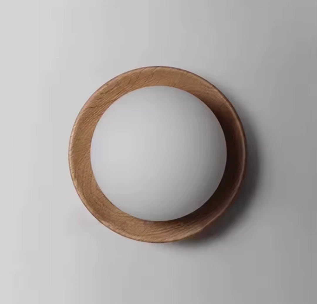 Aplica rotunda lemn Japandi Walnut